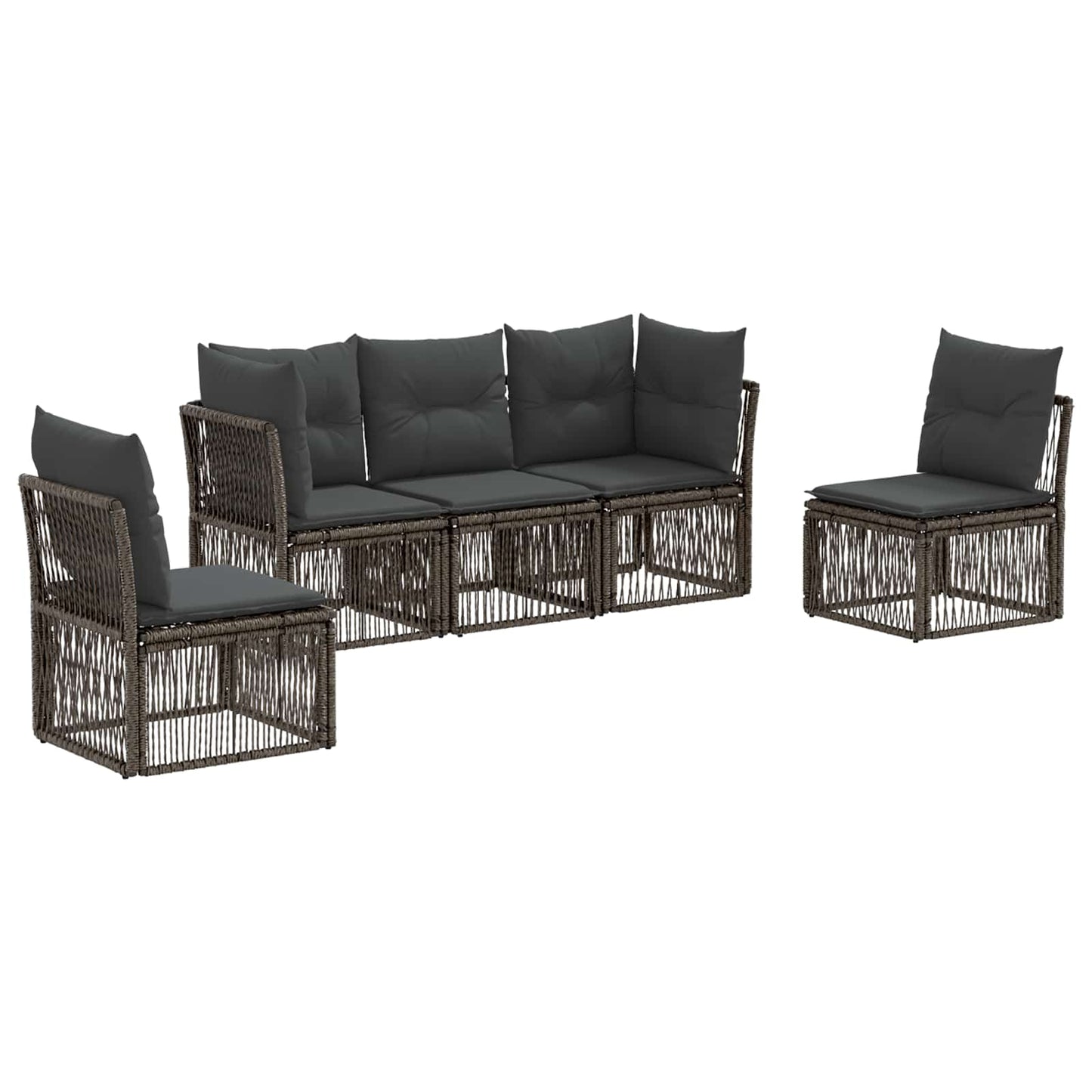 Tuinbankenset 5 pcs Grijs poly rattan