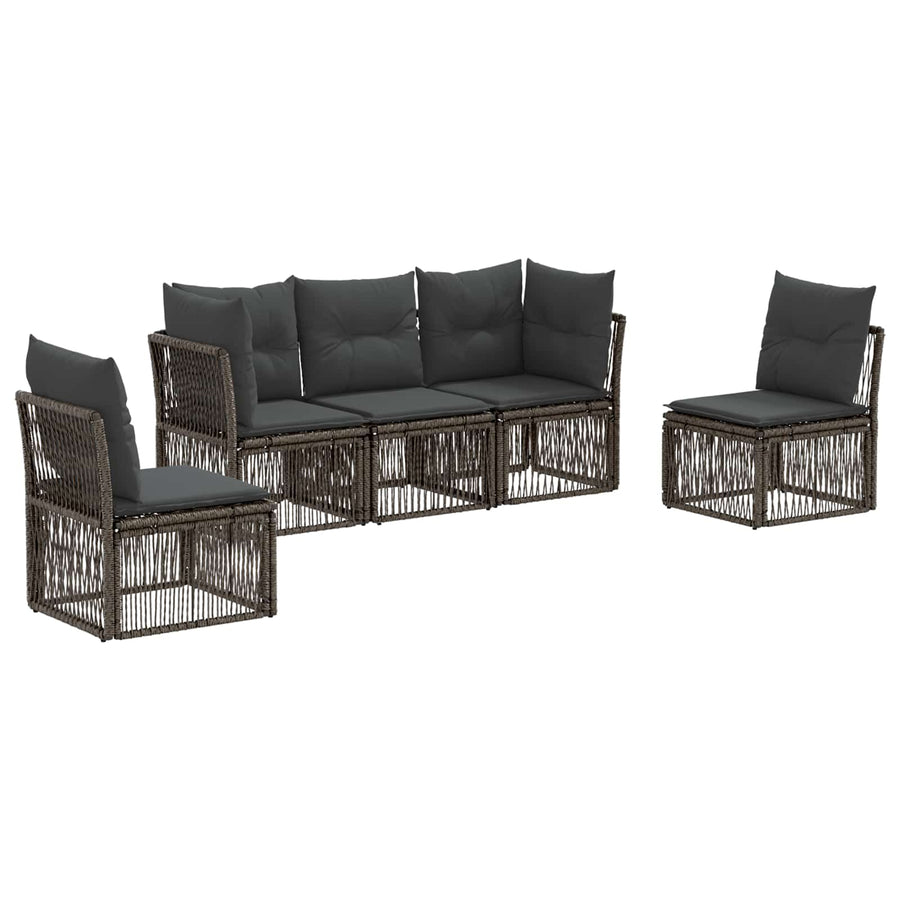 Tuinbankenset 5 pcs Grijs poly rattan
