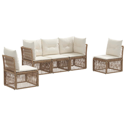 Tuinbankenset 5 pcs Beige poly rattan