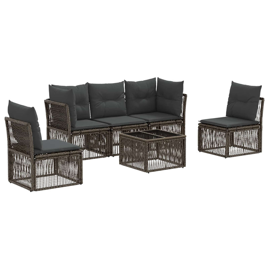 Tuinbankenset 6 pcs Grijs poly rattan