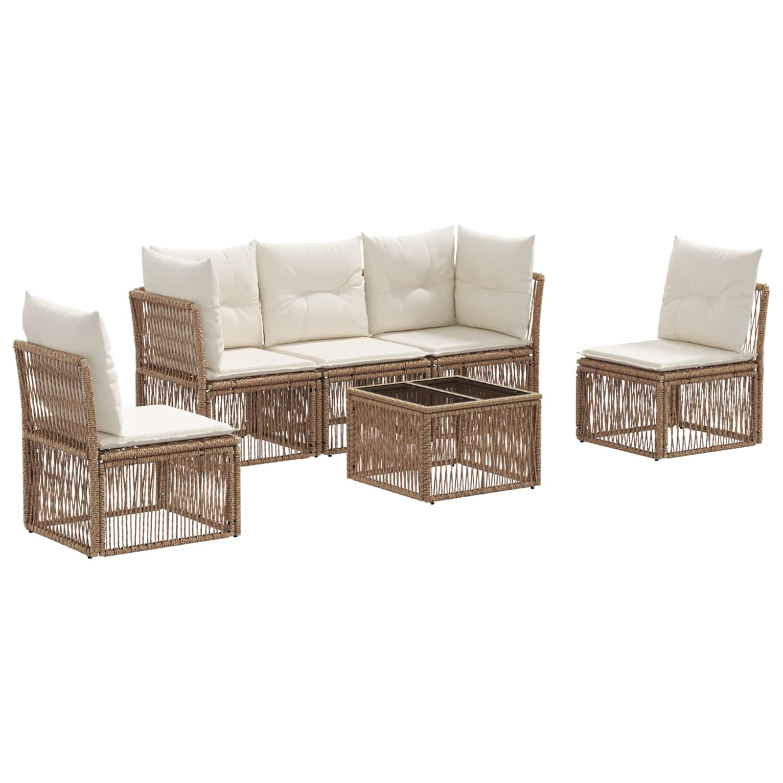 Tuinbankenset 6 pcs Beige poly rattan