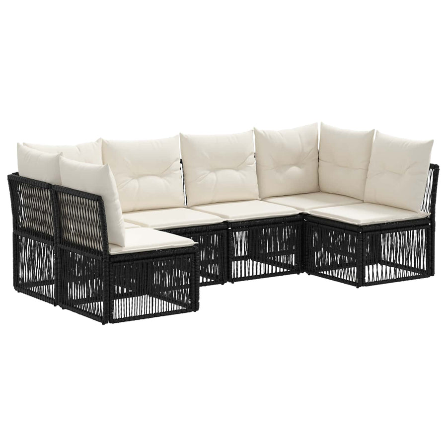 Tuinbankenset 6 pcs Zwart poly rattan