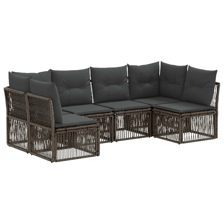 Tuinbankenset 6 pcs Grijs poly rattan