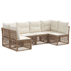 Tuinbankenset poly rattan beige 6-delig