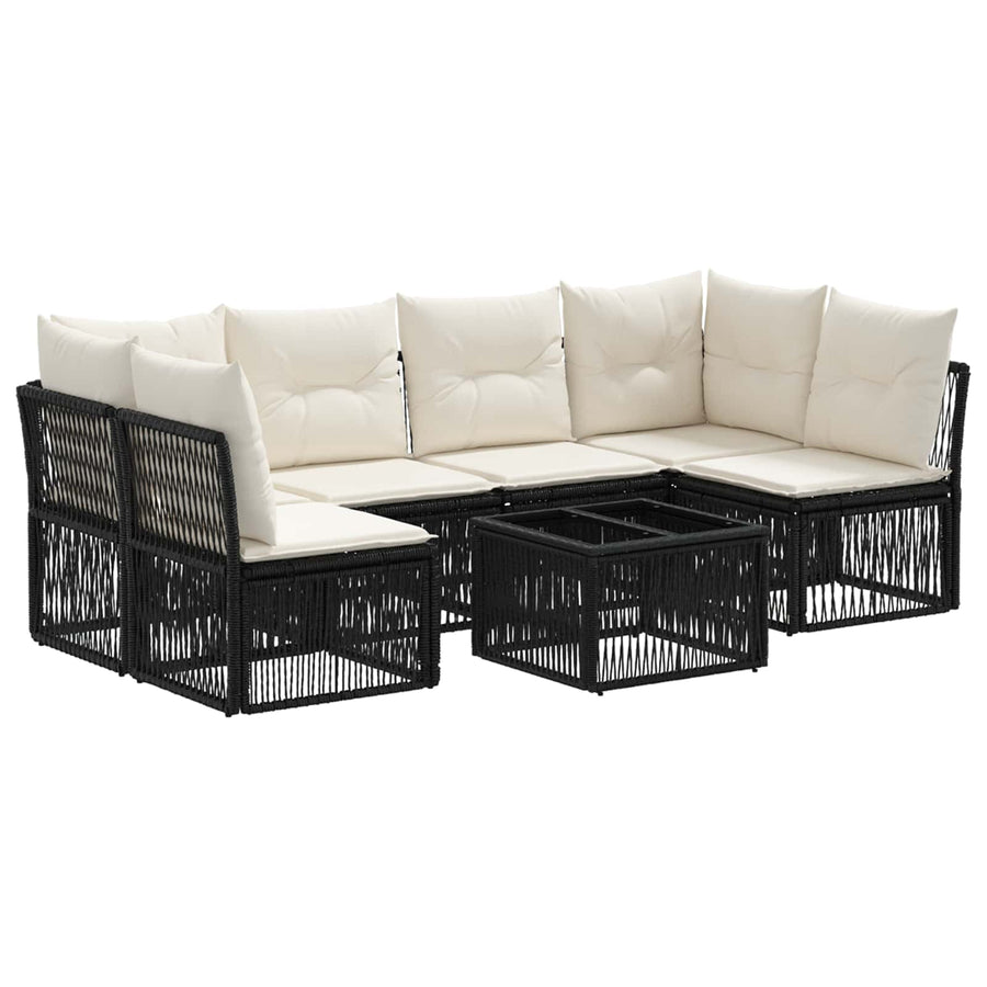 Tuinbankenset 7 pcs Zwart poly rattan