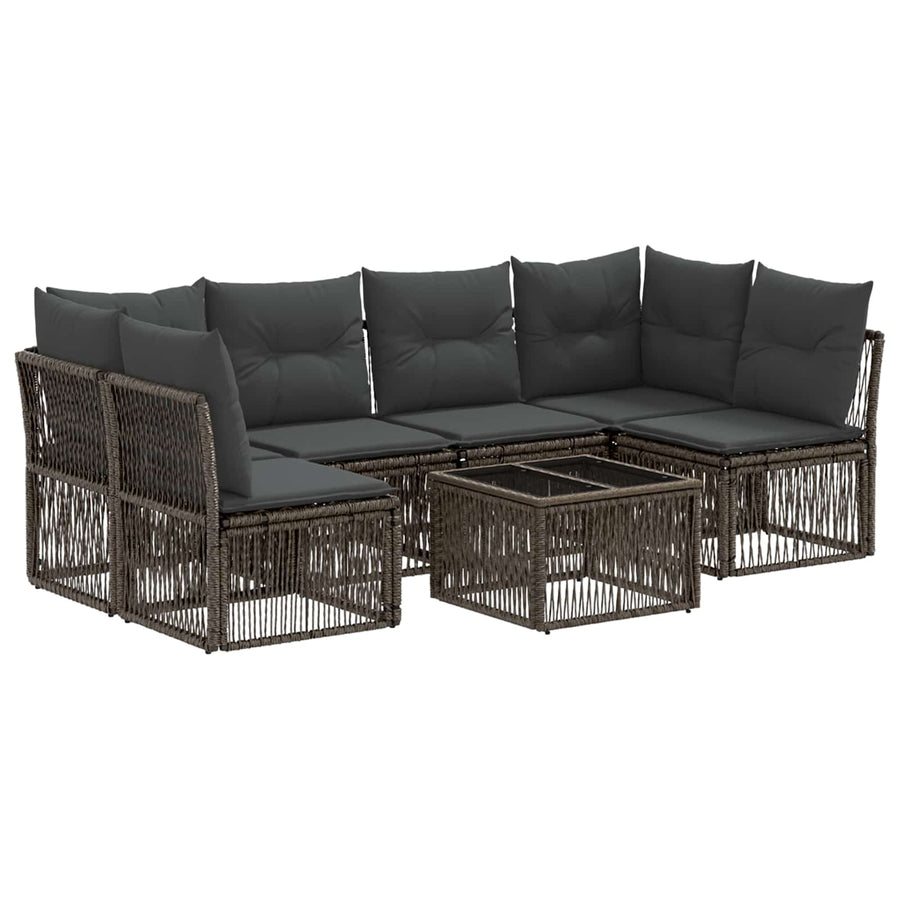 Tuinbankenset 7 pcs Grijs poly rattan