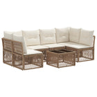Garden Bench Set 7 pcs Beige poly rattan