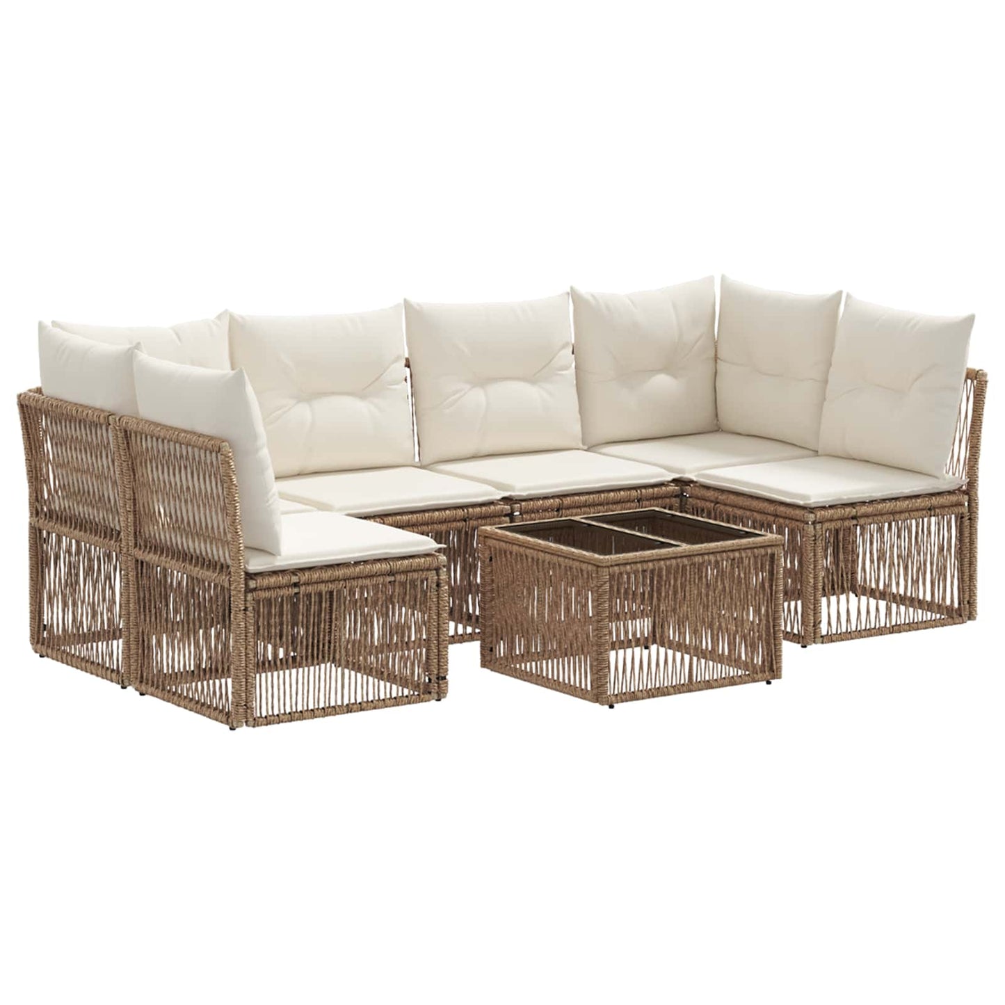 Tuinbankenset 7 pcs Beige poly rattan
