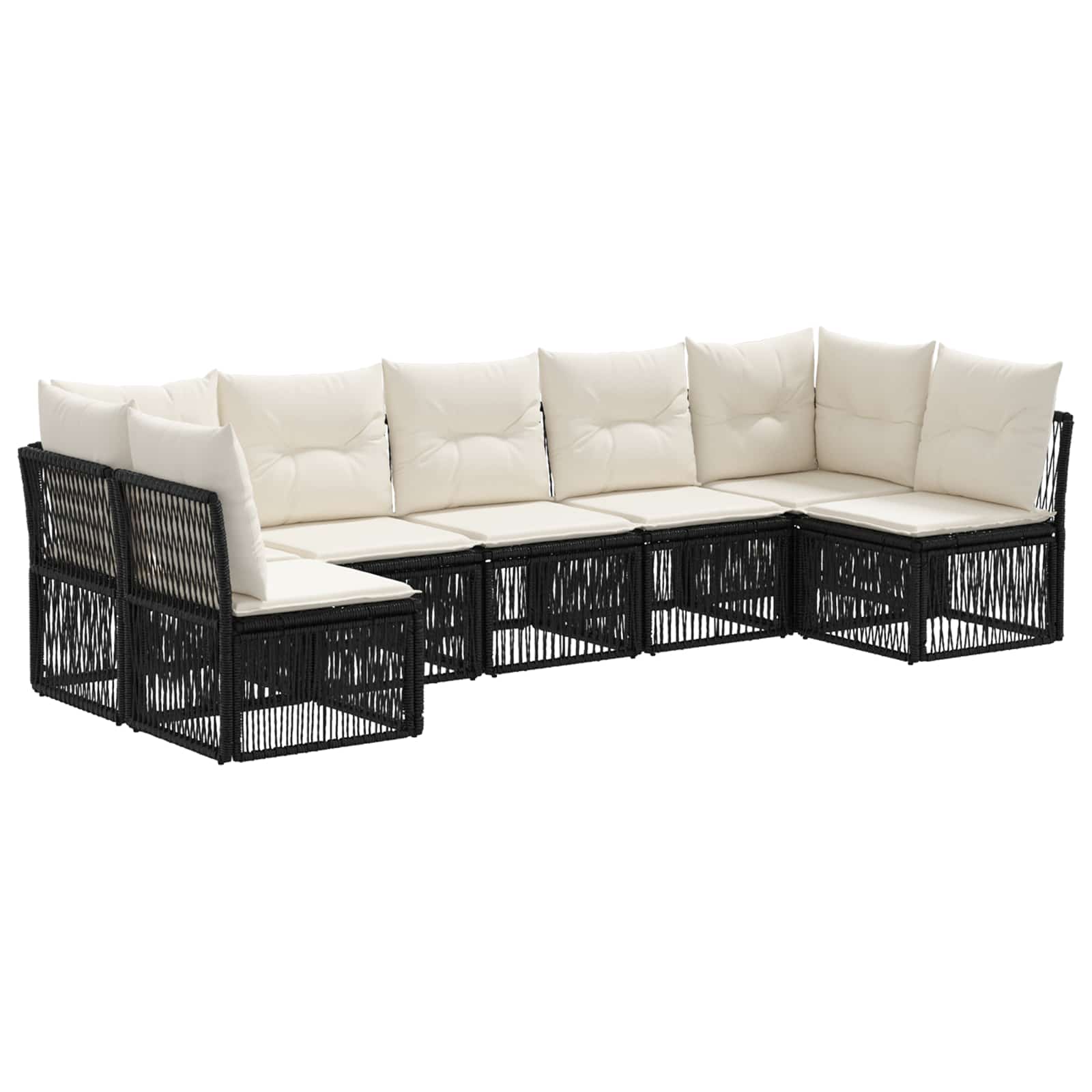 Tuinbankenset 7 pcs Zwart poly rattan