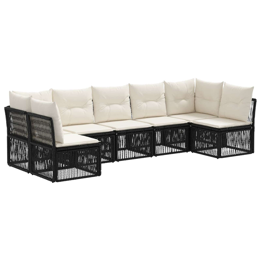 Tuinbankenset 7 pcs Zwart poly rattan