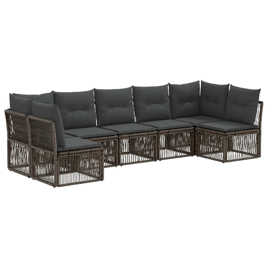 Tuinbankenset 7 pcs Grijs poly rattan