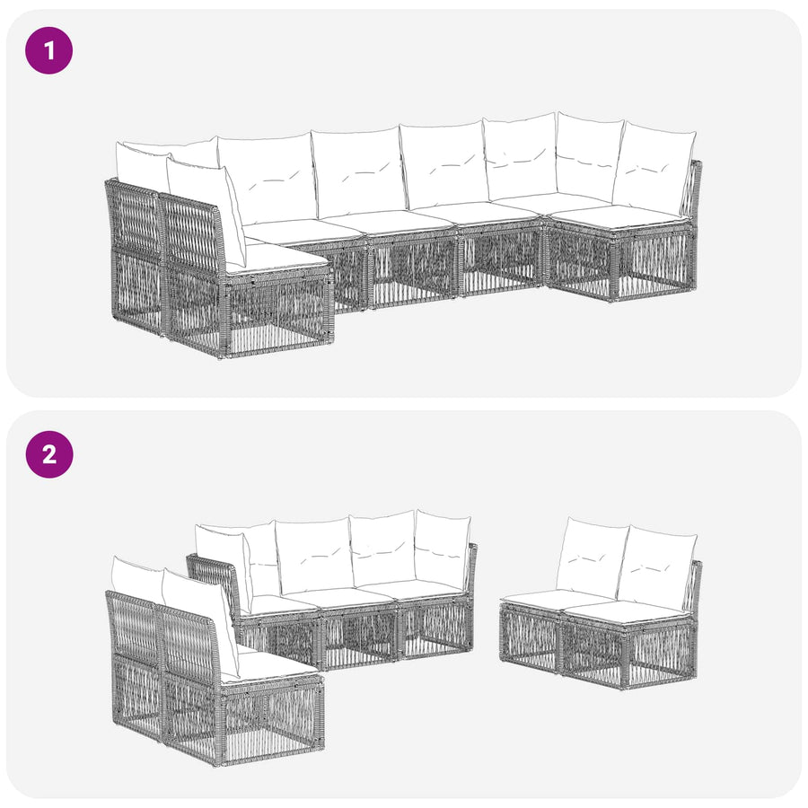 Tuinbankenset 7 pcs Grijs poly rattan
