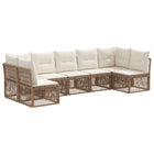 Tuinbankenset 7-delig polyrattan beige