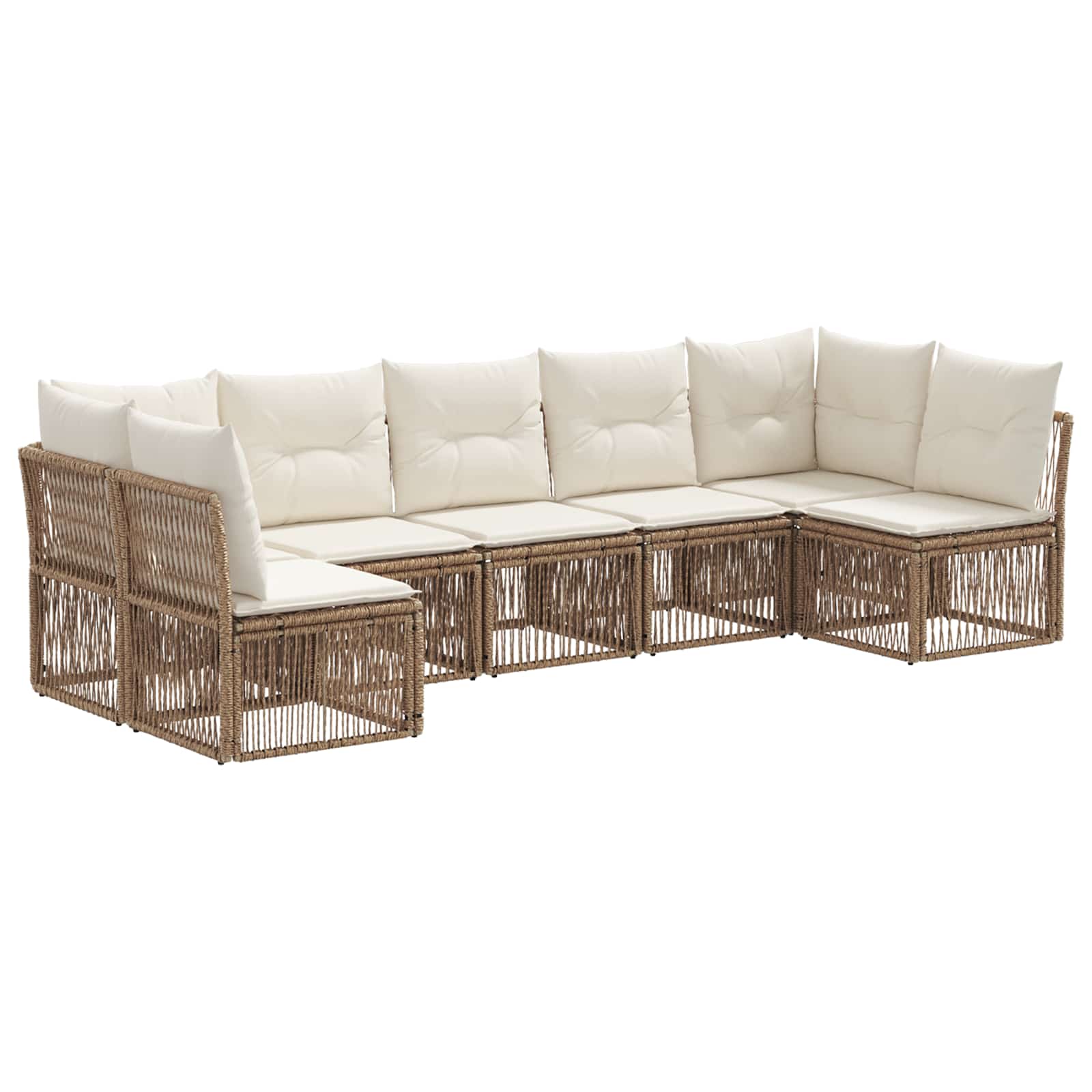 Tuinbankenset 7 pcs Beige poly rattan