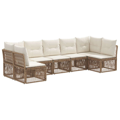 Tuinbankenset 7 pcs Beige poly rattan