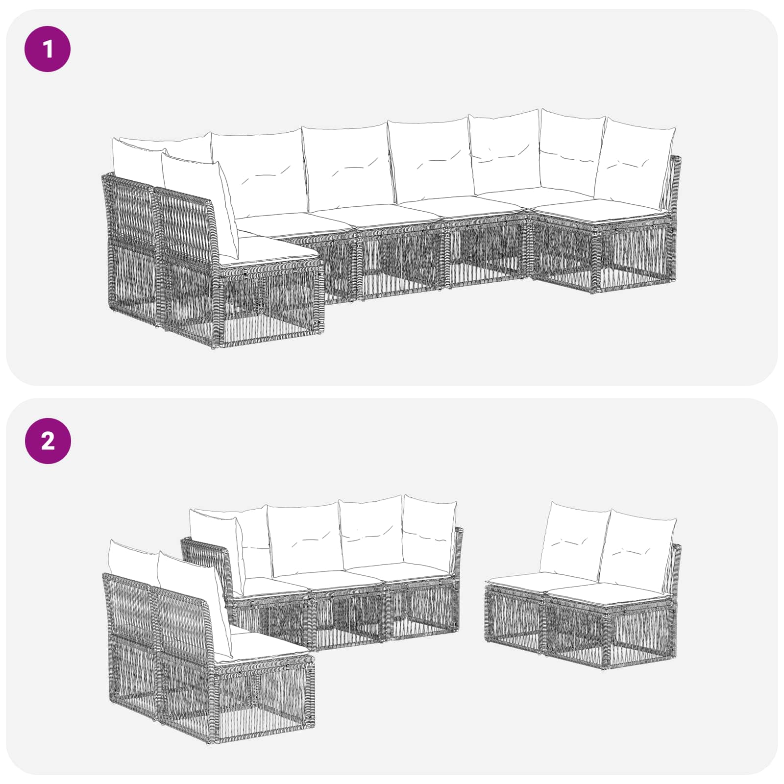 Tuinbankenset 7 pcs Beige poly rattan