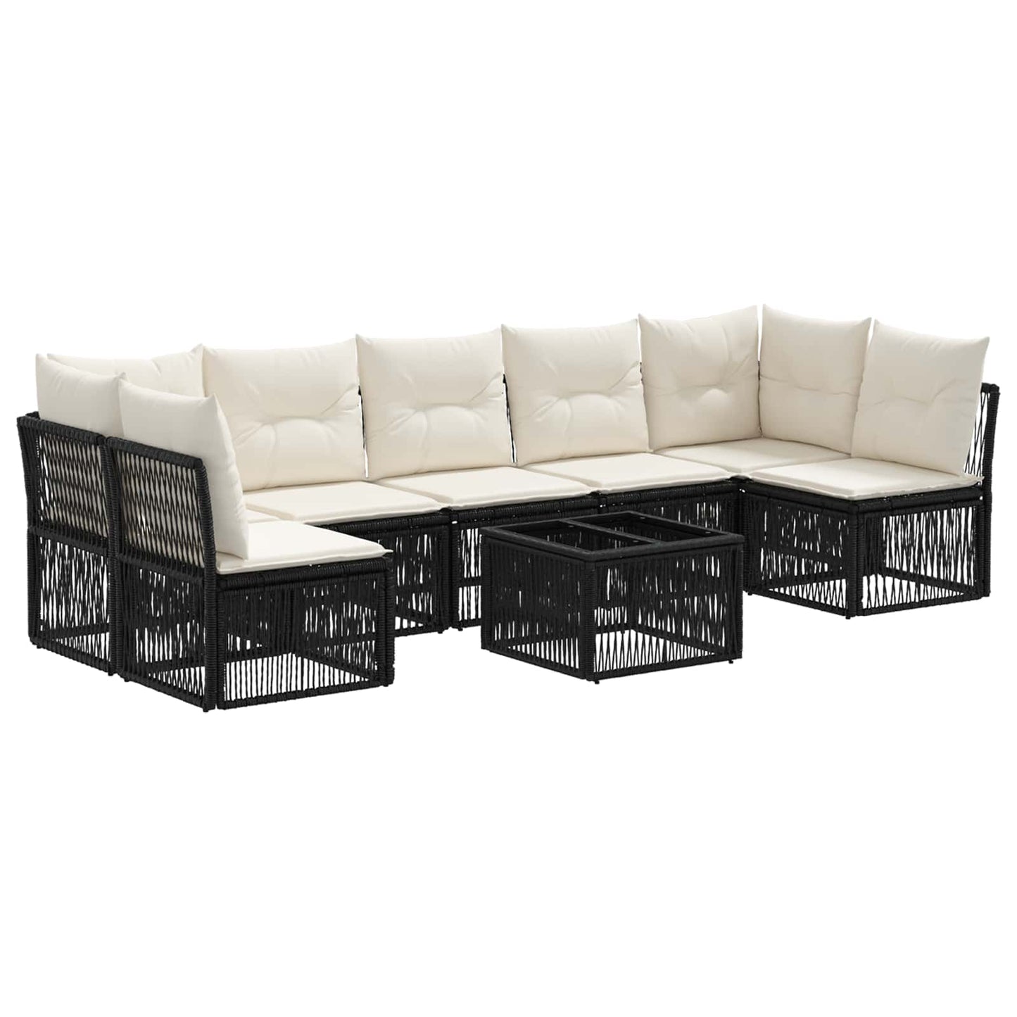 Tuinbankenset 8 pcs Zwart poly rattan