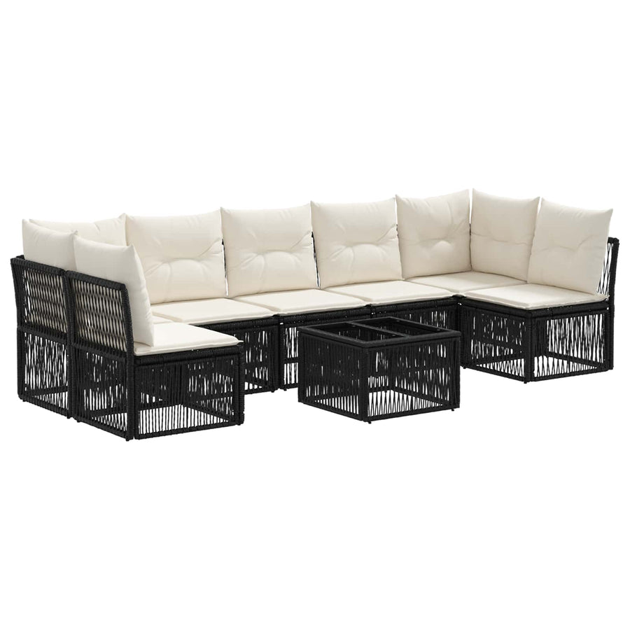 Tuinbankenset 8 pcs Zwart poly rattan