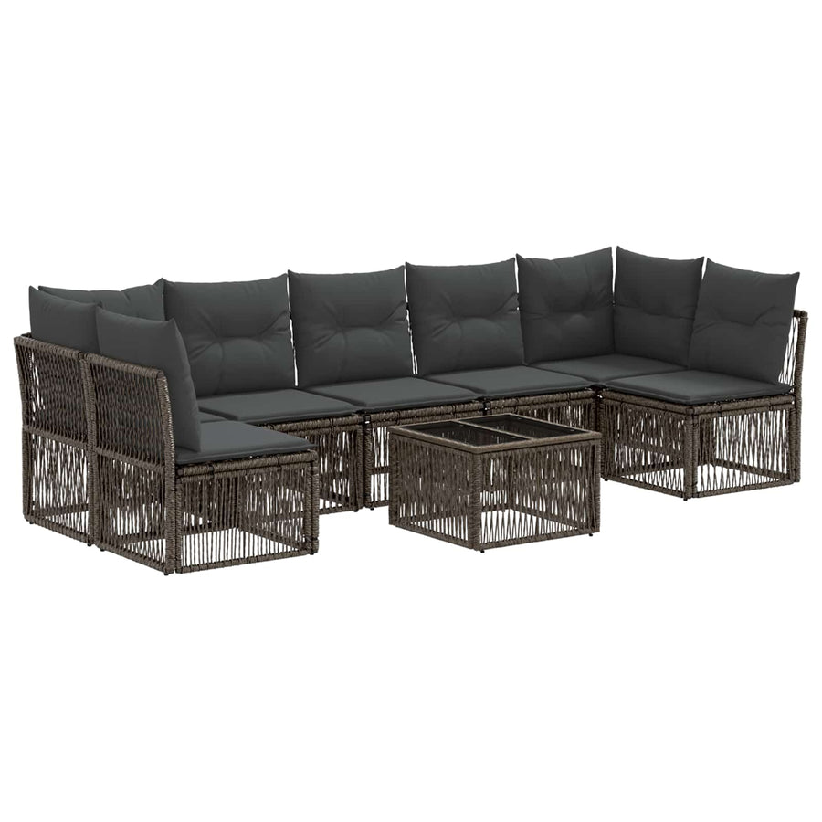Tuinbankenset 8 pcs Grijs poly rattan