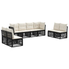 Tuinbankenset poly rattan zwart 8 personen