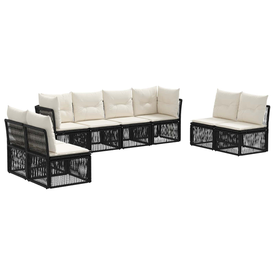 Tuinbankenset 8 pcs Zwart poly rattan