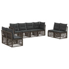 Tuinbankenset 8 pers. poly rattan grijs