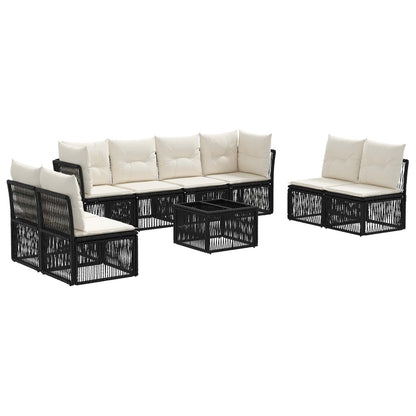 Tuinbankenset 9 pcs Zwart poly rattan