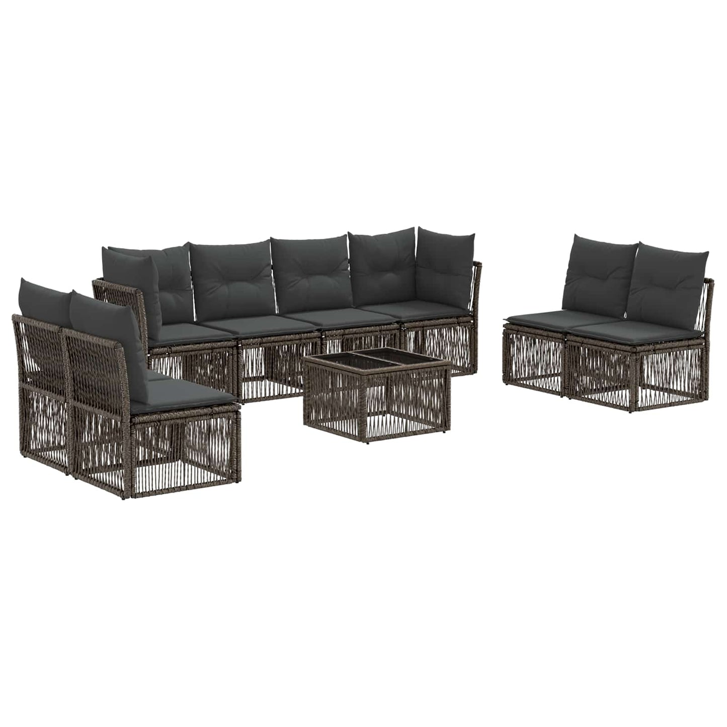 Tuinbankenset 9 pcs Grijs poly rattan