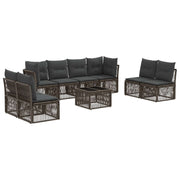 Tuinbankenset poly rattan grijs 8 personen