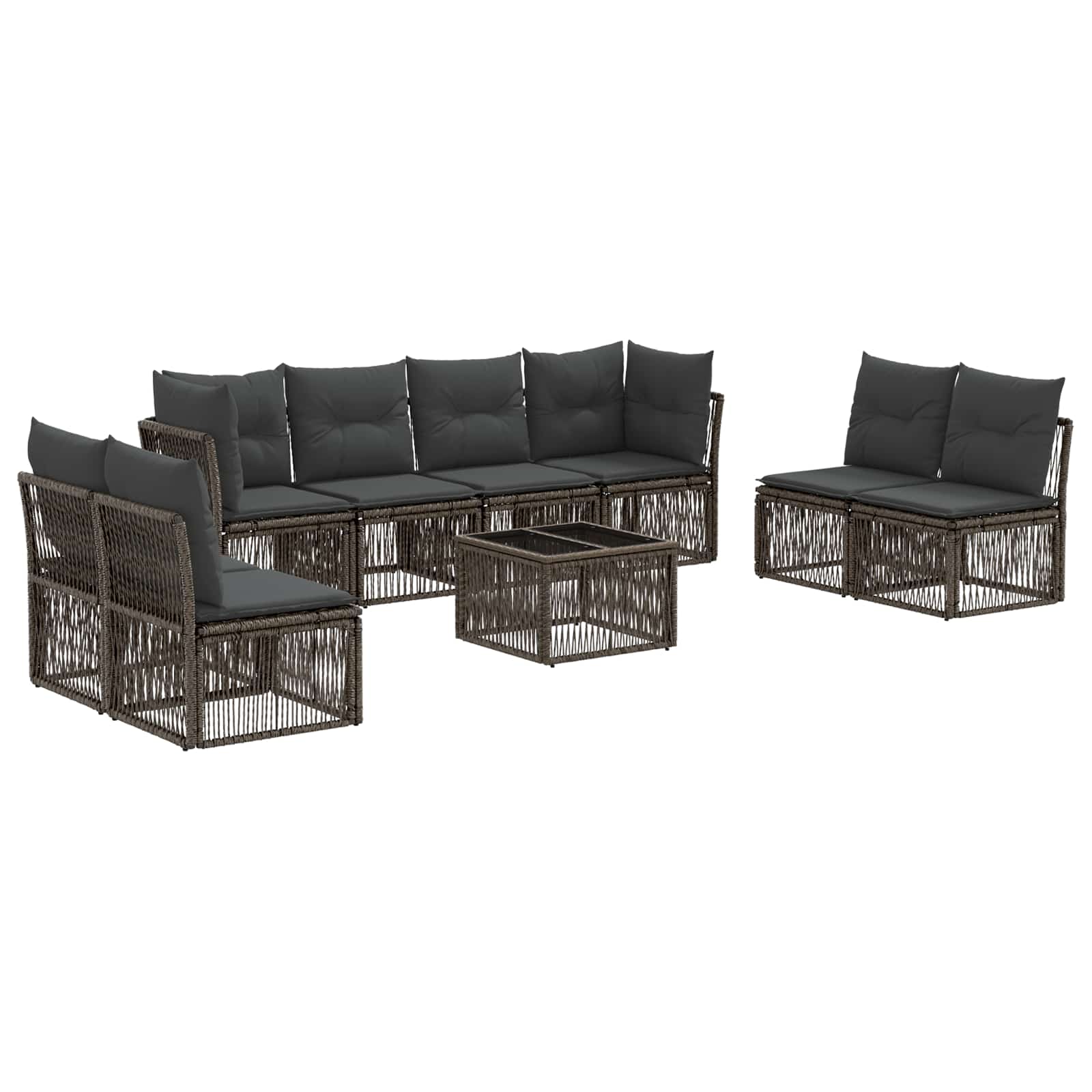 Tuinbankenset 9 pcs Grijs poly rattan