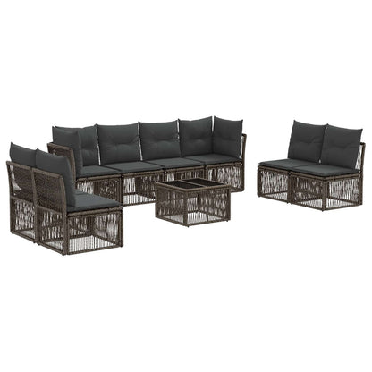 Tuinbankenset 9 pcs Grijs poly rattan