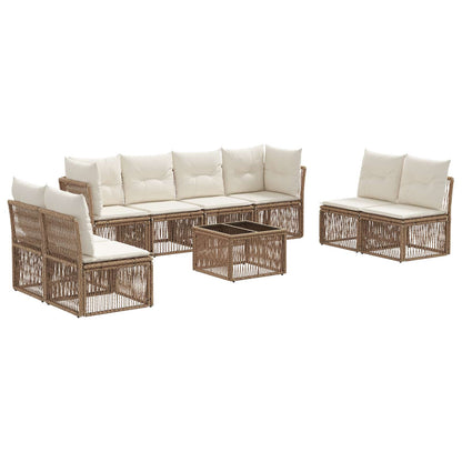 Tuinbankenset 9 pcs Beige poly rattan