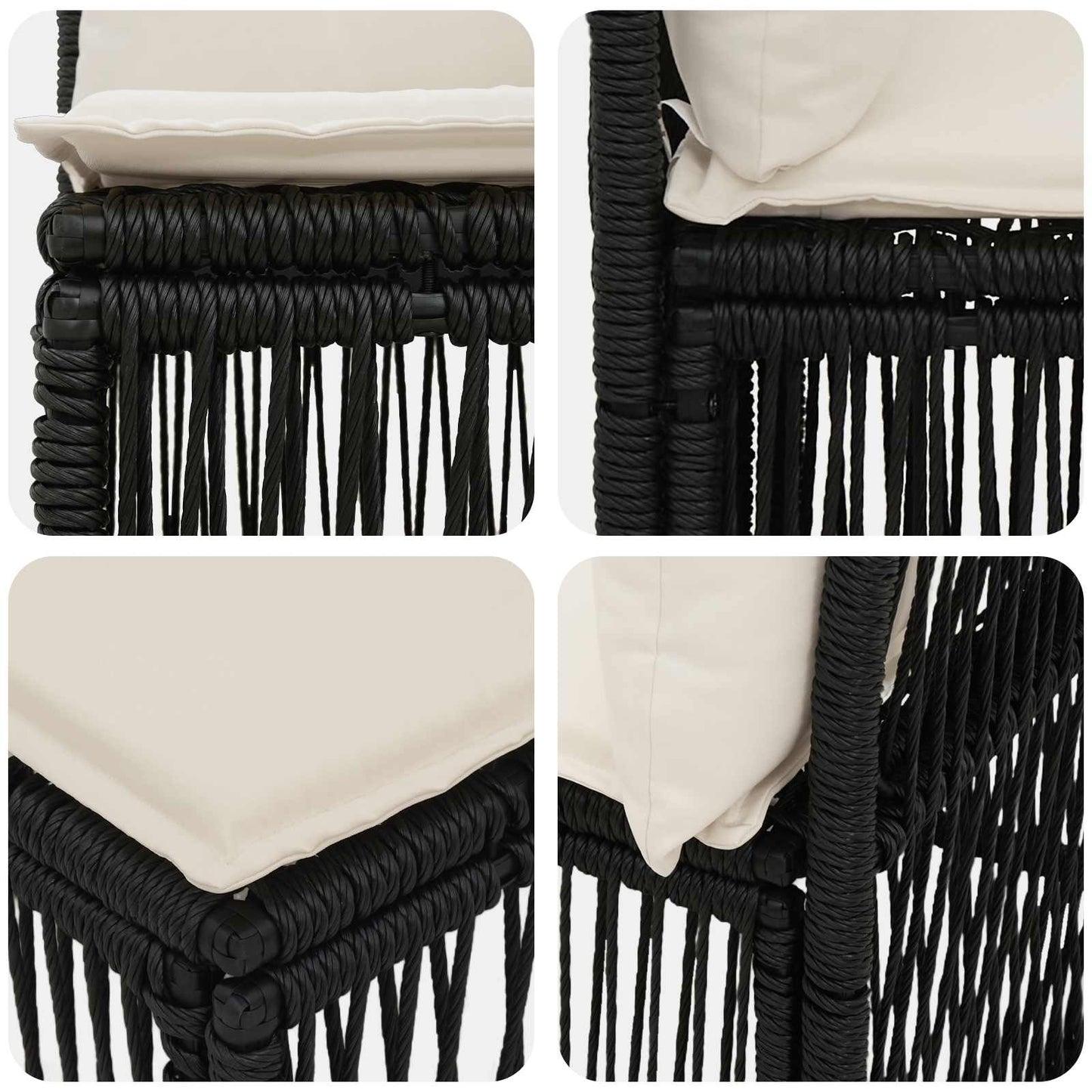 Tuinbankenset 3 st 3-Aantal zitplaatsen Zwart poly rattan