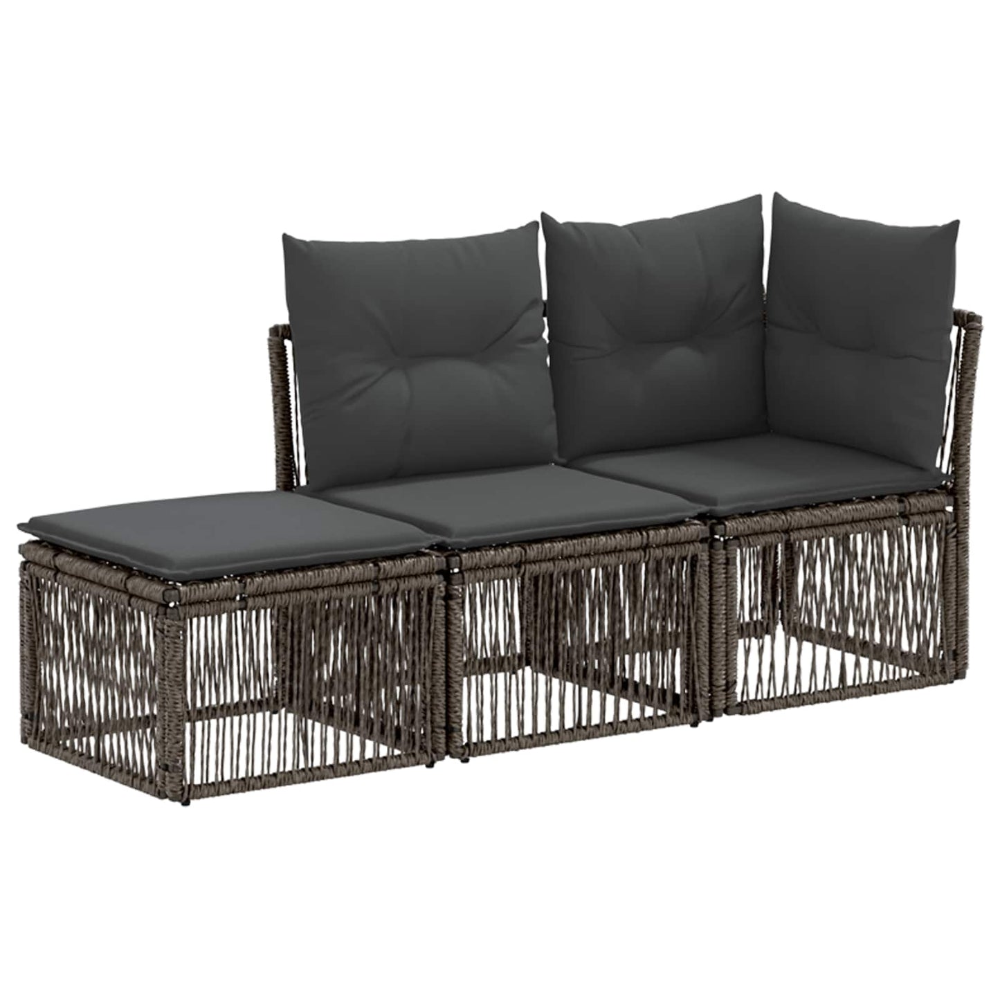 Tuinbankenset 3 st 3-Aantal zitplaatsen Grijs poly rattan