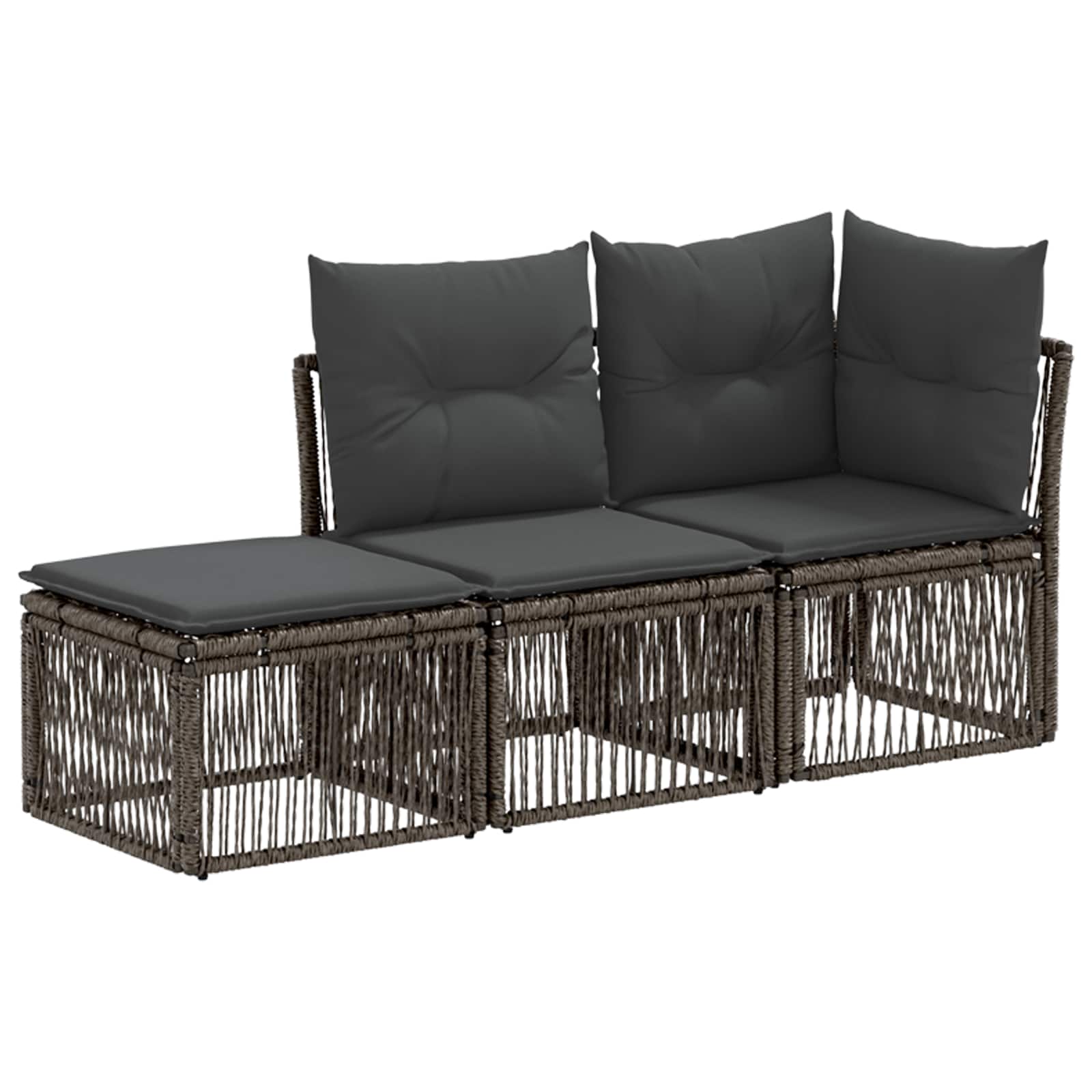 Tuinbankenset 3 st 3-Aantal zitplaatsen Grijs poly rattan