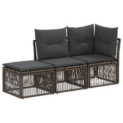 Tuinbankenset 3 st 3-Aantal zitplaatsen Grijs poly rattan