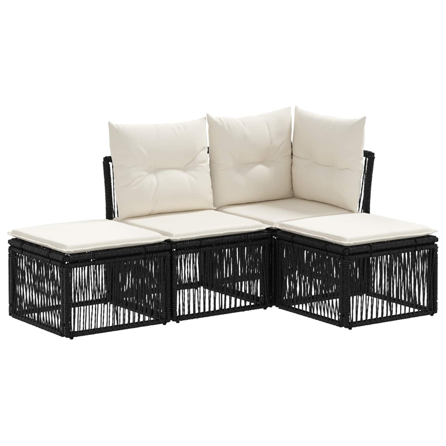 Tuinbankenset 4 pcs Zwart poly rattan