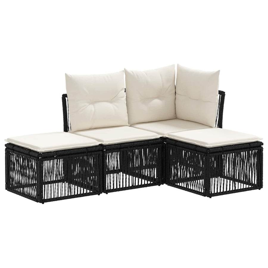 Tuinbankenset 4 pcs Zwart poly rattan