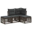 Tuinbankenset poly rattan grijs 4-delig