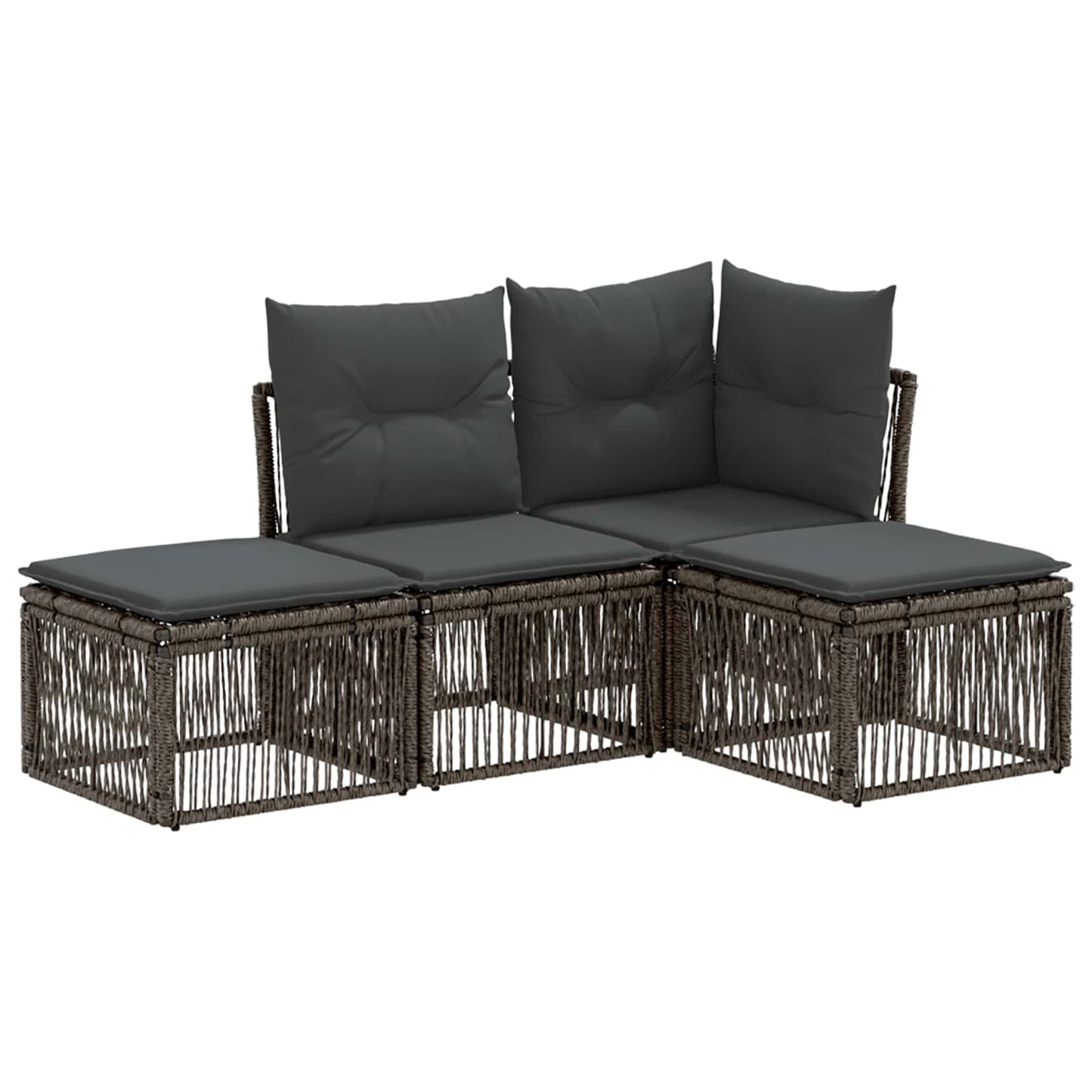 Tuinbankenset 4 pcs Grijs poly rattan