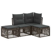 Tuinbankenset poly rattan grijs 4-delig