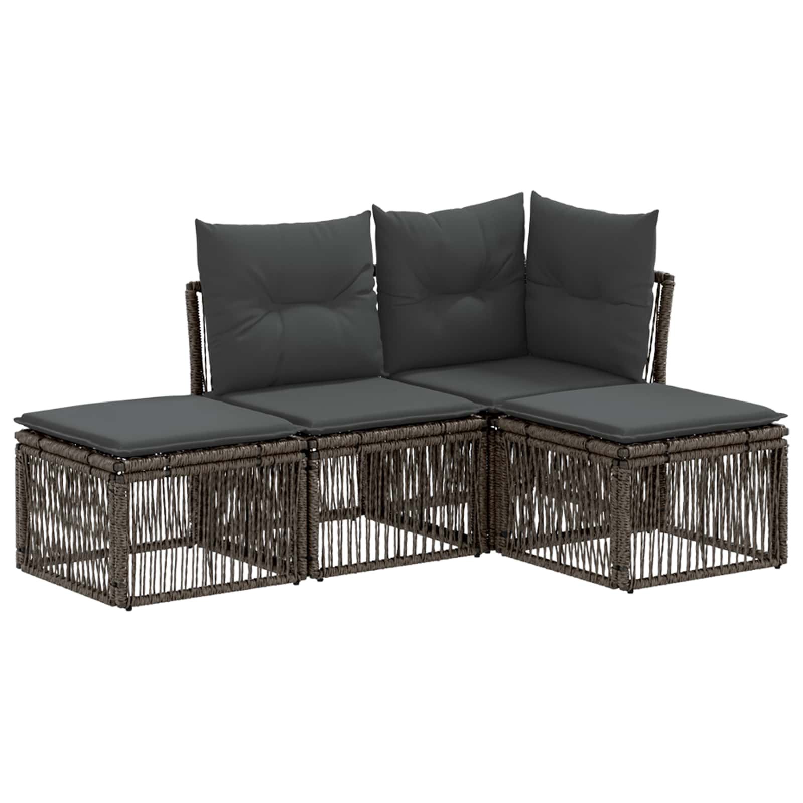 Tuinbankenset 4 pcs Grijs poly rattan