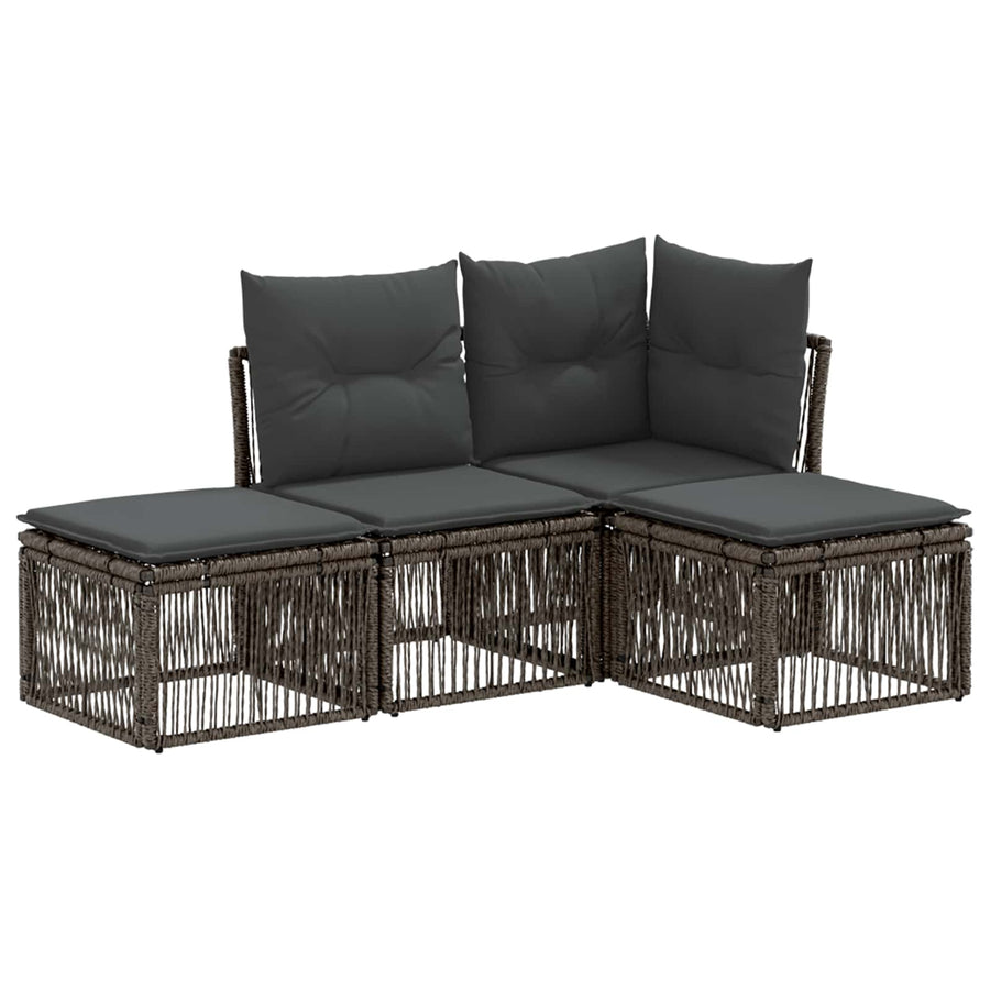 Tuinbankenset 4 pcs Grijs poly rattan