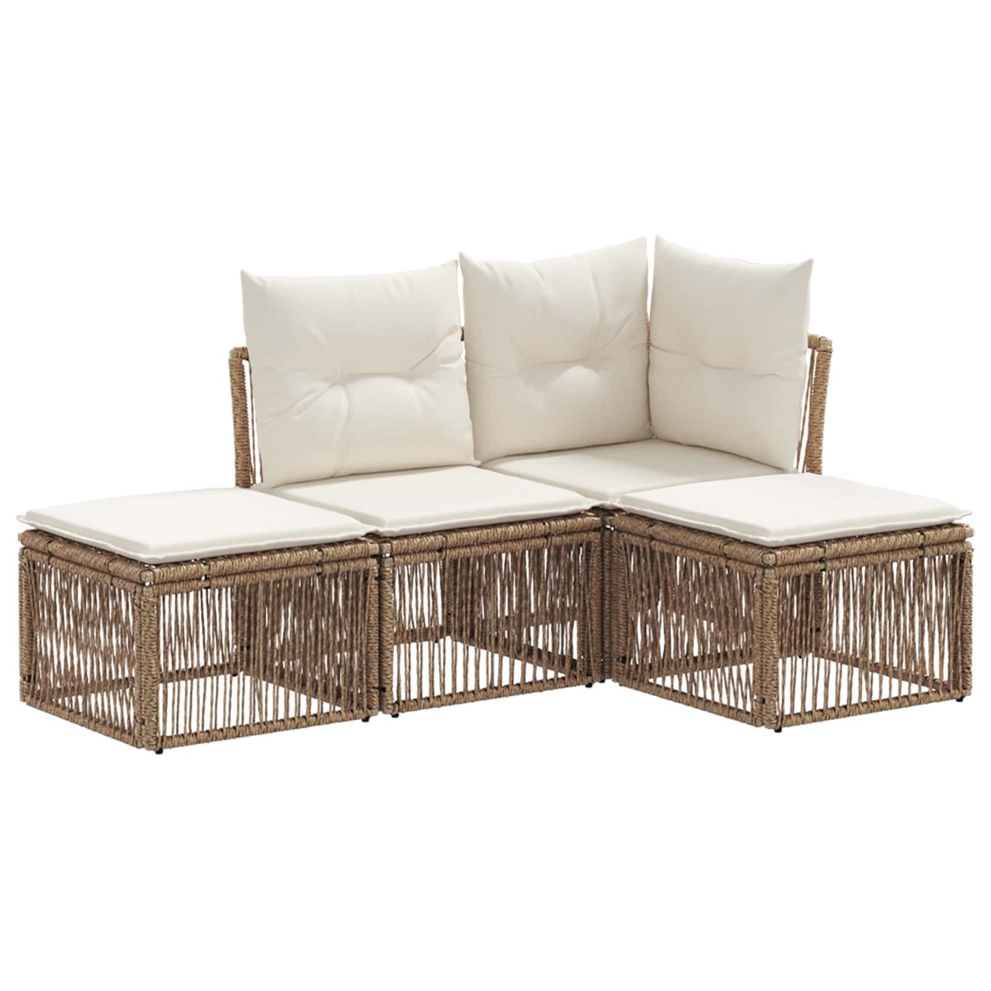 Tuinbankenset 4 pcs Beige poly rattan