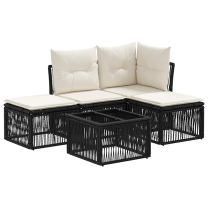 Tuinbankenset 5 pcs Zwart poly rattan