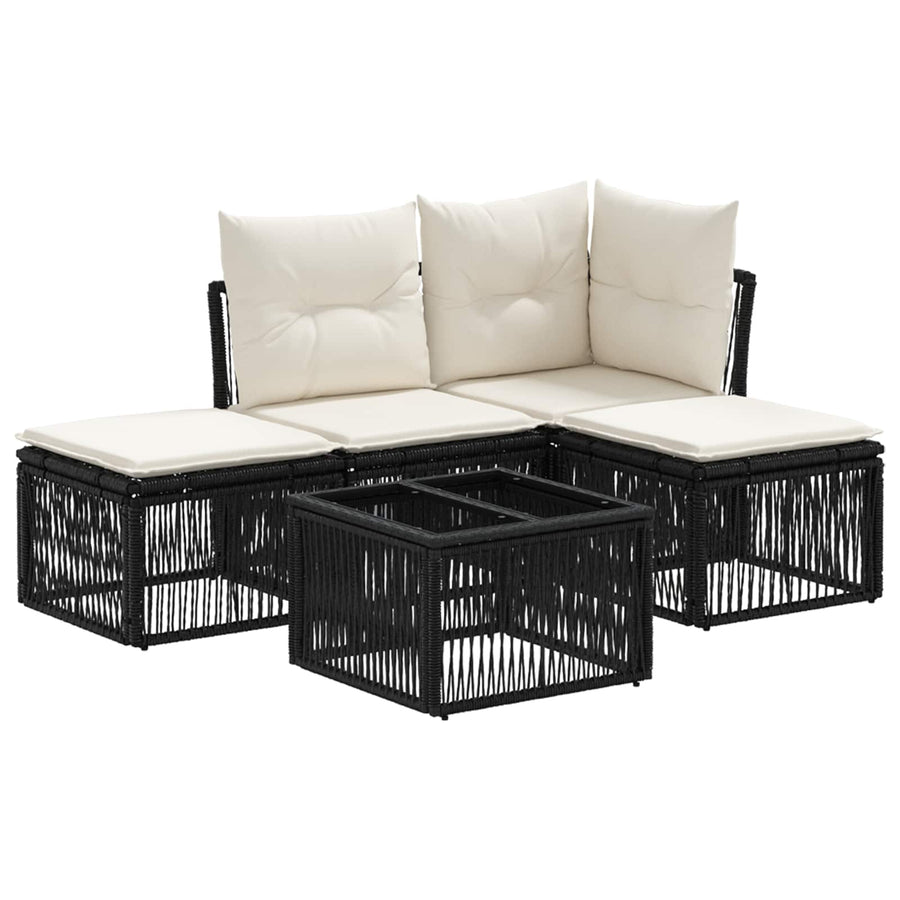 Tuinbankenset 5 pcs Zwart poly rattan