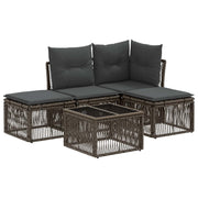 Tuinbankenset poly rattan grijs 5-delig