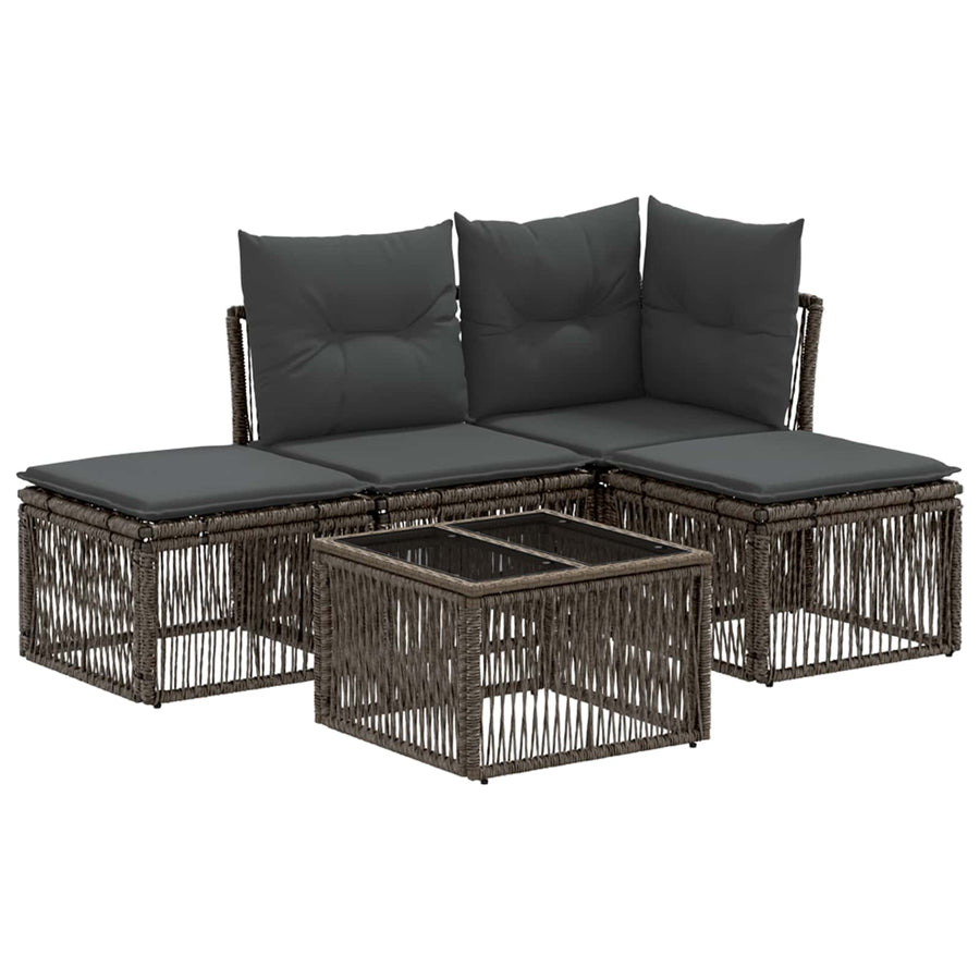 Tuinbankenset 5 pcs Grijs poly rattan