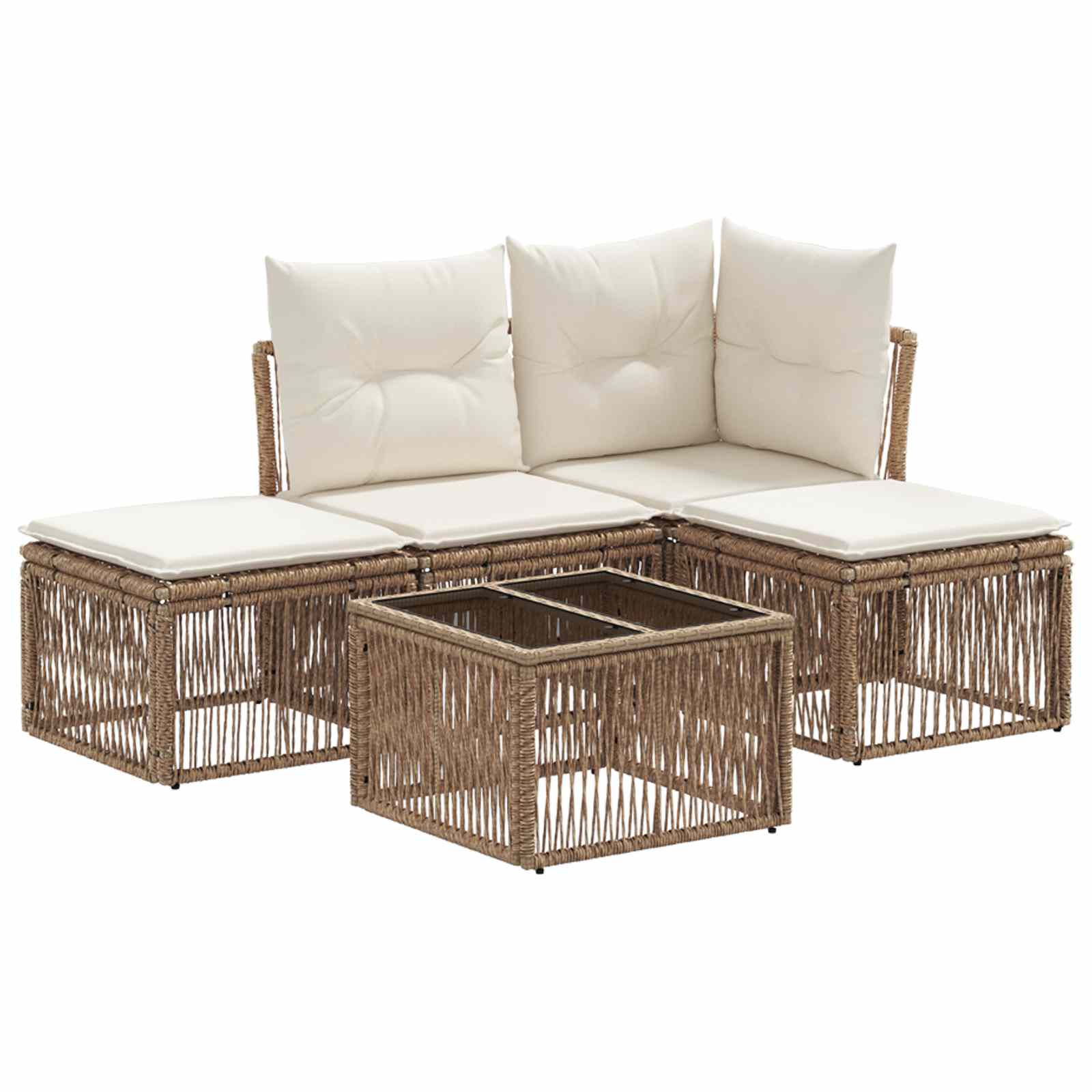 Tuinbankenset 5 pcs Beige poly rattan