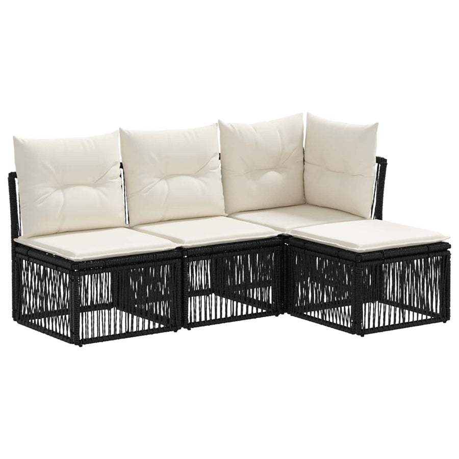 Tuinbankenset 4 pcs Zwart poly rattan